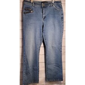 Venezia Womans Blue Jeans Plus Size 18 Cotton Denim Zipper Detail Stretch Retro